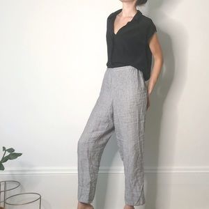 FLAX • Striped Linen Flood Pant